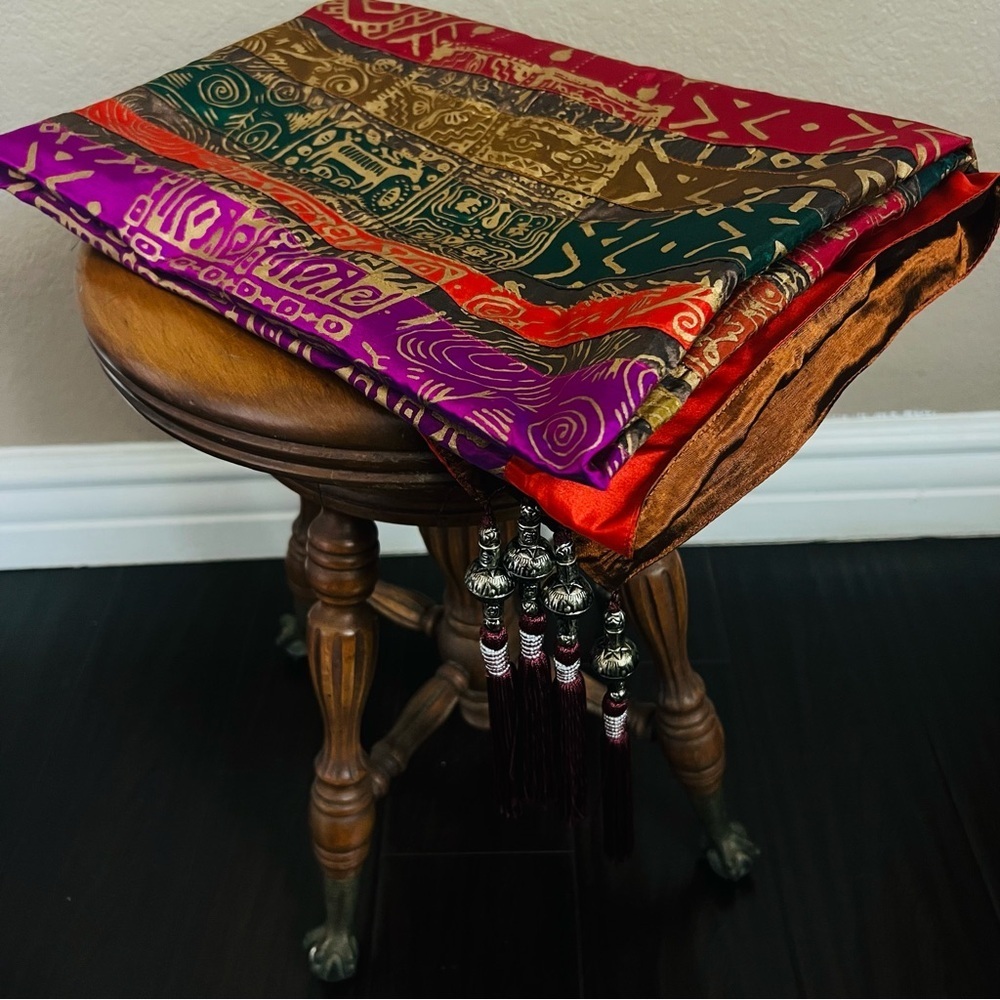 Bohemian Colorful Patterned Throw or Tablecloth with Tassels 40”x60” - Picture 10 of 10